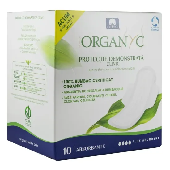 Absorbante intime din bumbac organic pentru noapte 10 buc Organyc