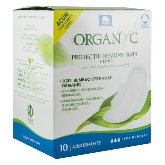 Absorbante intime din bumbac organic pentru zi 10 buc Organyc