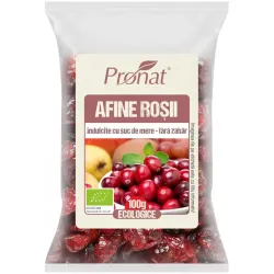 Afine rosii bio indulcite cu suc de mere, 100g Pronat Afine rosii bio indulcite cu suc de mere, 100g Pronat
