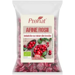 Afine rosii bio indulcite cu zahar din trestie, 200g Pronat Afine rosii bio indulcite cu zahar din trestie, 200g Pronat