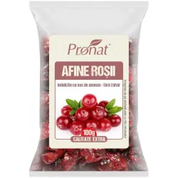 Afine rosii uscate (merisoare, cranberry), 100g Pronat Afine rosii uscate (merisoare, cranberry), 100g Pronat