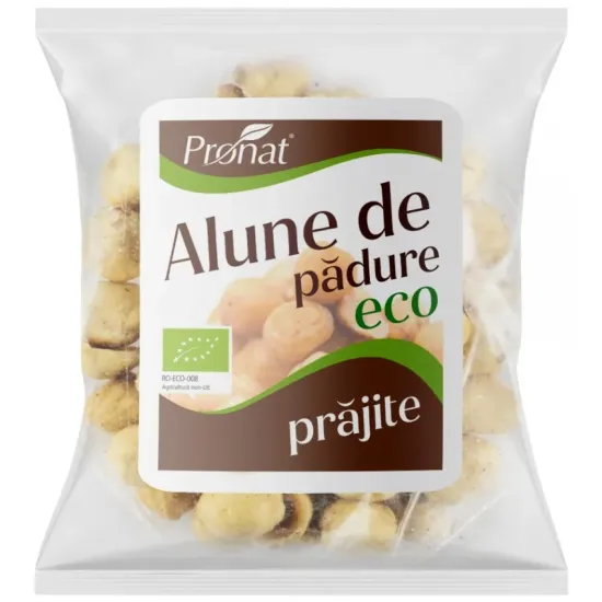 Alune de padure bio prajite, nesarate 50g Pronat