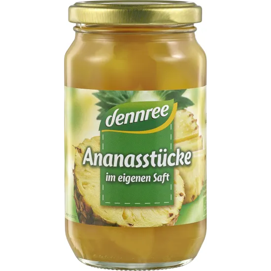 Ananas bucati in suc de ananas bio 350g Dennree