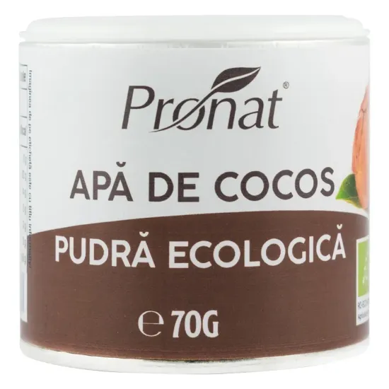 Apa de cocos bio, pudra 70g Pronat