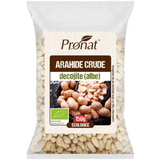 Arahide crude decojite (albe), bio, 150g Pronat