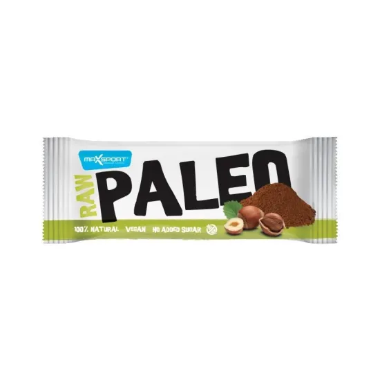 Baton Raw Paleo cu alune de padure si cacao, 50g Max Sport