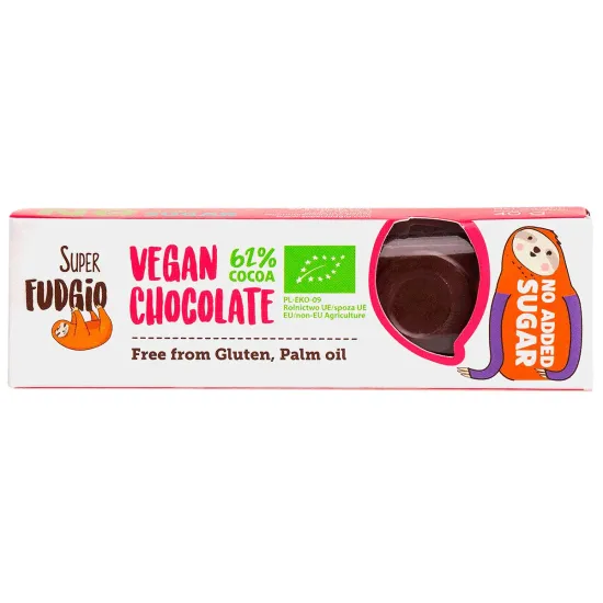 Baton de ciocolata vegana fara zahar adaugat, bio, 40g, Super Fudgio