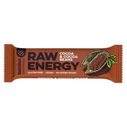 Baton energizant Raw Energy cu cacao si boabe de cacao, 50g Bombus Baton energizant Raw Energy cu cacao si boabe de cacao, 50g Bombus