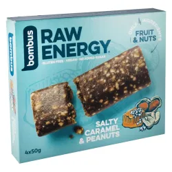 Baton energizant Raw Energy cu caramel sarat si arahide, 4x50g Bombus Baton energizant Raw Energy cu caramel sarat si arahide, 4x50g Bombus