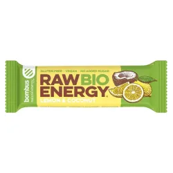 Baton energizant bio, Raw Energy, cu lamaie si nuca de cocos 50g Bombus Baton energizant bio, Raw Energy, cu lamaie si nuca de cocos 50g Bombus