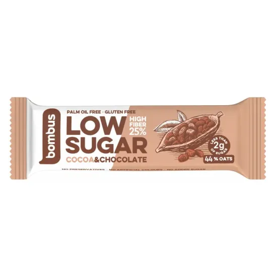 Baton proteic Low Sugar cu cacao si ciocolata, 40g Bombus