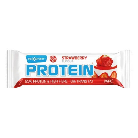 Baton proteic cu capsuni, 60g Max Sport