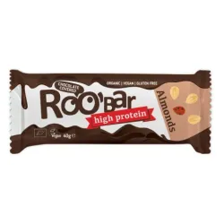 Baton proteic cu migdale invelit in ciocolata bio 40g Roobar Baton proteic cu migdale invelit in ciocolata bio 40g Roobar