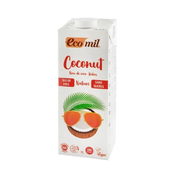 Bautura vegetala bio de cocos, fara zahar, 1000ml Ecomil