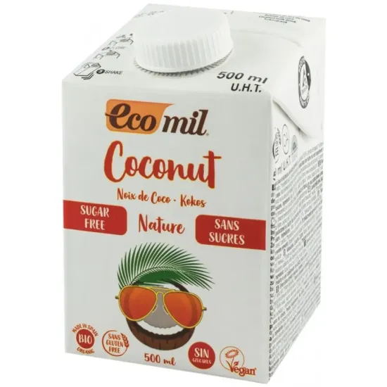 Bautura vegetala bio de cocos, natur, fara zahar, 500ml Ecomil