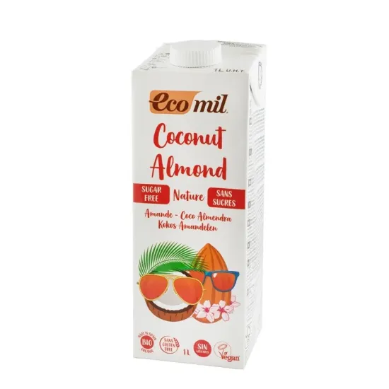 Bautura vegetala de cocos cu migdale, fara zahar, bio, 1000ml Ecomil