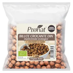 Bilute crocante din multicereale bio + ciocolata cu lapte, 125g Pronat Bilute crocante din multicereale bio + ciocolata cu lapte, 125g Pronat
