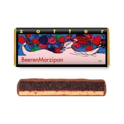 Bio + fair ciocolata cu lapte umpluta cu crema de marzipan, fructe de padure si migdale, 70g Zotter Bio + fair ciocolata cu lapte umpluta cu crema de marzipan, fructe de padure si migdale, 70g Zotter