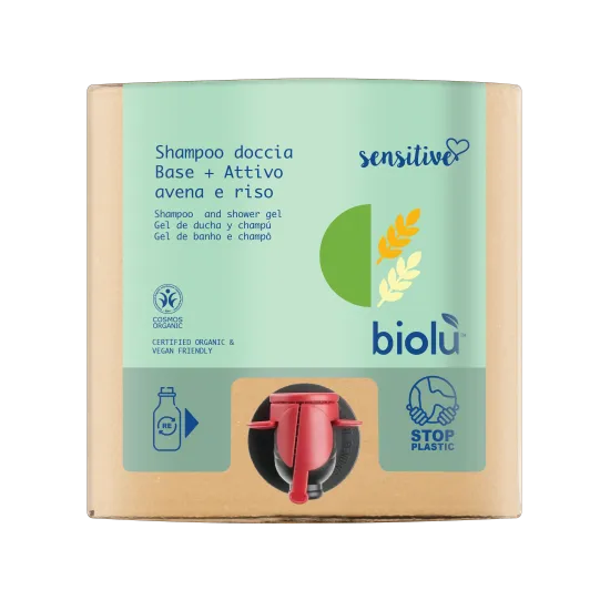 Biolu Gel de dus - sampon pentru bebelusi si adulti, SENSITIVE bio, 10L