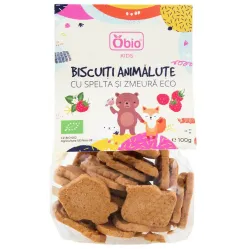 Biscuiti animalute cu spelta si zmeura bio100g Obio Biscuiti animalute cu spelta si zmeura bio100g Obio