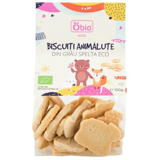 Biscuiti animalute din grau spelta bio 100g Obio