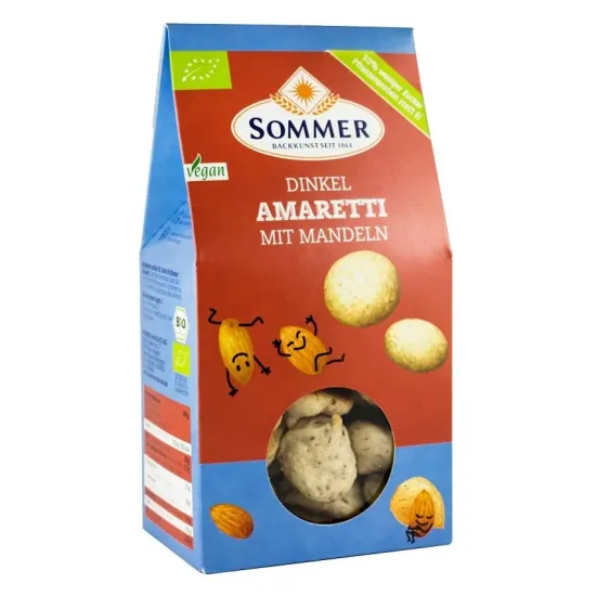 Biscuiti bio Amaretti din faina de grau spelta cu migdale, 125g Sommer