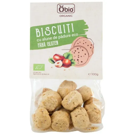 Biscuiti cu alune de padure fara gluten bio 100g Obio