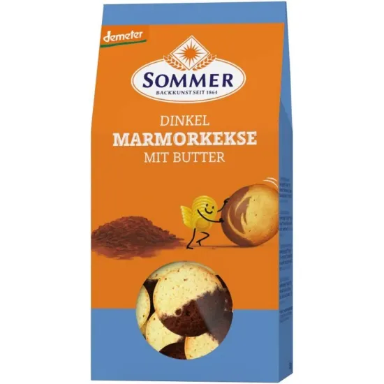 Biscuiti marmorati bio si demeter din faina de grau spelta, cu unt, 150g Sommer