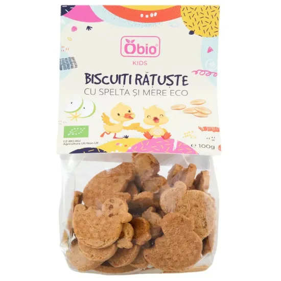 Biscuiti ratuste cu spelta si mere bio 100g Obio