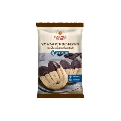 Biscuiti striati tip potcoava, fara gluten, cu glazura de ciocolata neagra, 120g Hammer Muhle Biscuiti striati tip potcoava, fara gluten, cu glazura de ciocolata neagra, 120g Hammer Muhle