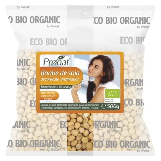 Boabe de soia bio enzimatice, 500g Pronat