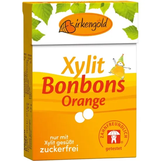 Bomboane cu xylitol si portocale 30g Birkengold