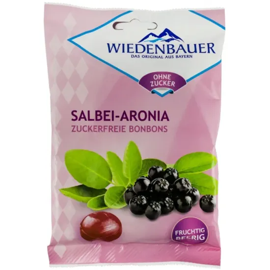 Bomboane fara zahar cu salvie si aronia, 75g Wiedenbauer