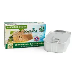 Bonito file de ton in ulei bio de floarea soarelui, 120g Fontaine Bonito file de ton in ulei bio de floarea soarelui, 120g Fontaine