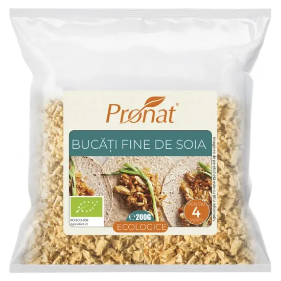 Bucati fine de soia bio, 200g proteina vegetala texturata TVP Pronat