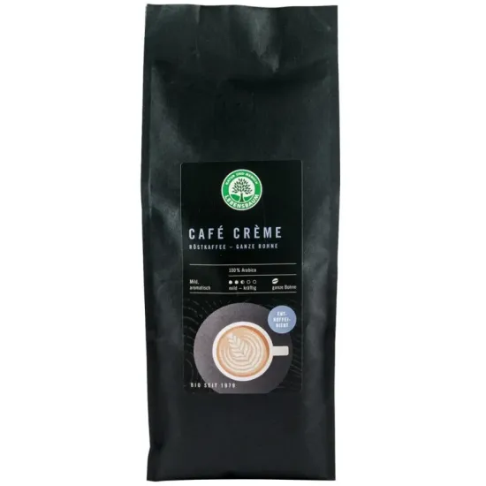 Cafea boabe bio prajita si decofeinizata Cafe Creme, 500g Lebensbaum