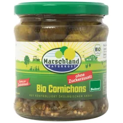 Castraveti Cornison bio in otet, 300 / 190g Marschland Naturkost Castraveti Cornison bio in otet, 300 / 190g Marschland Naturkost