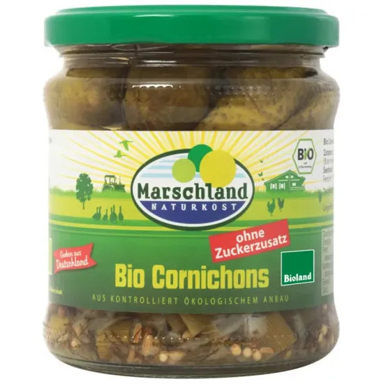 Castraveti Cornison bio in otet, 300 / 190g Marschland Naturkost