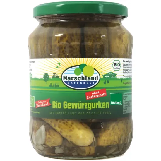 Castraveti bio condimentati, fara zahar, 670 / 360g Marschland Naturkost