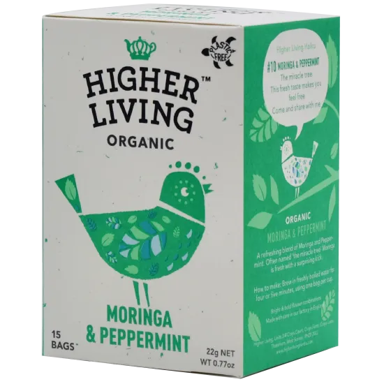 Ceai MORINGA si MENTA eco, 15 plicuri, Higher Living