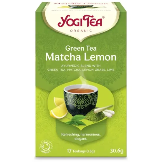 Ceai bio Verde cu matcha si lamaie, 17 pliculete 30.6g Yogi Tea