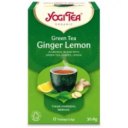 Ceai bio Verde, ghimbir si lamaie, 17 pliculete 30.6g Yogi Tea