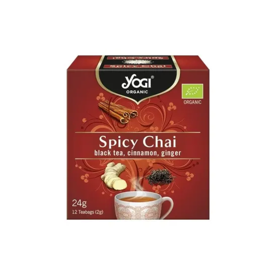 Ceai bio cu Mirodenii, ceai negru, scortisoara, ghimbir, 12 plicuri 24g Yogi Tea