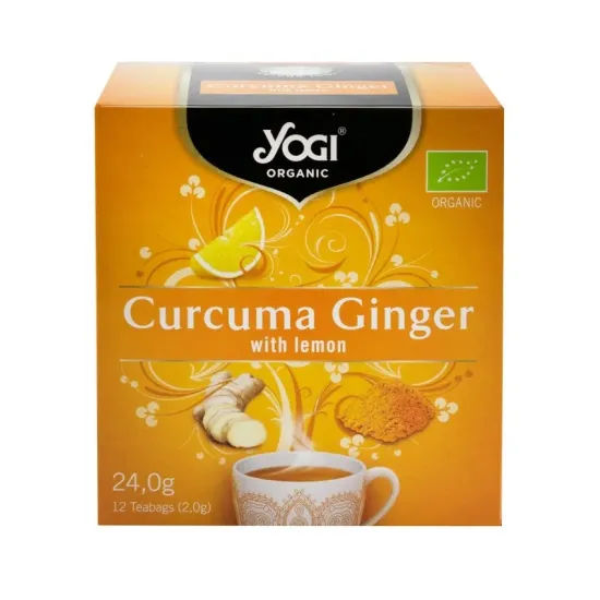 Ceai bio din curcuma, ghimbir si lamaie, 12 plicuri 24g Yogi Tea