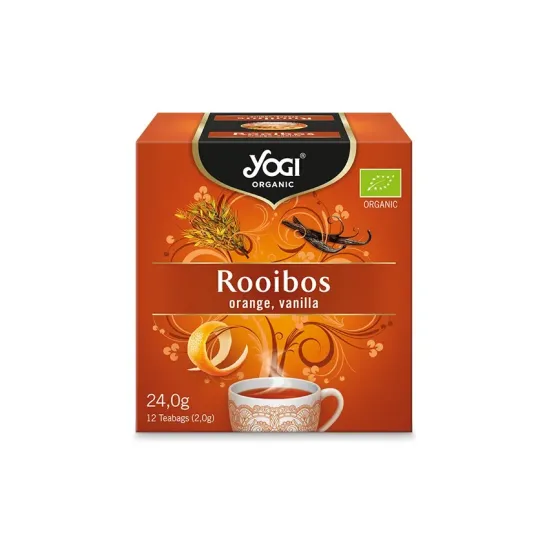 Ceai bio rooibos, portocale si vanilie, 24.0g 12 pliculete a 2.0g Yogi Tea