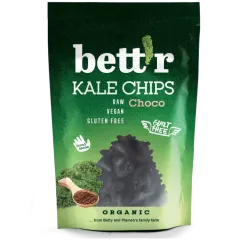 Chips din kale cu ciocolata raw eco 30g Bettr Chips din kale cu ciocolata raw eco 30g Bettr