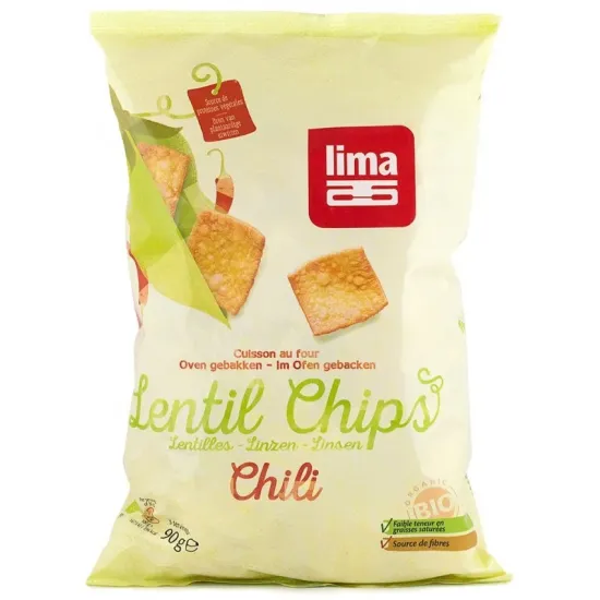 Chipsuri bio din linte cu chilli, 90g Lima