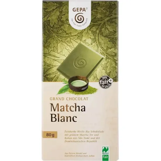 Ciocolata alba bio Matcha Blanc, 80g Gepa