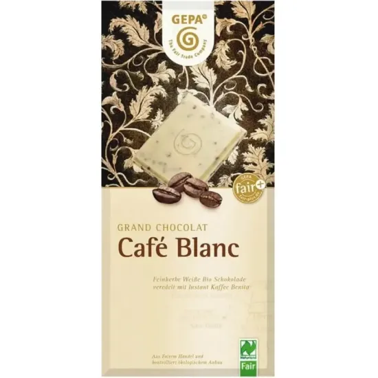 Ciocolata alba cu cafea Cafe Blanc, bio 100g Gepa