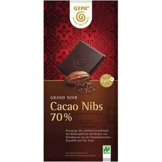 Ciocolata amaruie bio cu 70% cacao, 100g Gepa